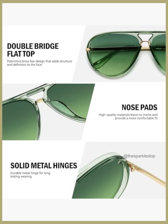 Oversized Aviator Sunglasses with Double Bridge Design UV400 Protection main image 4
